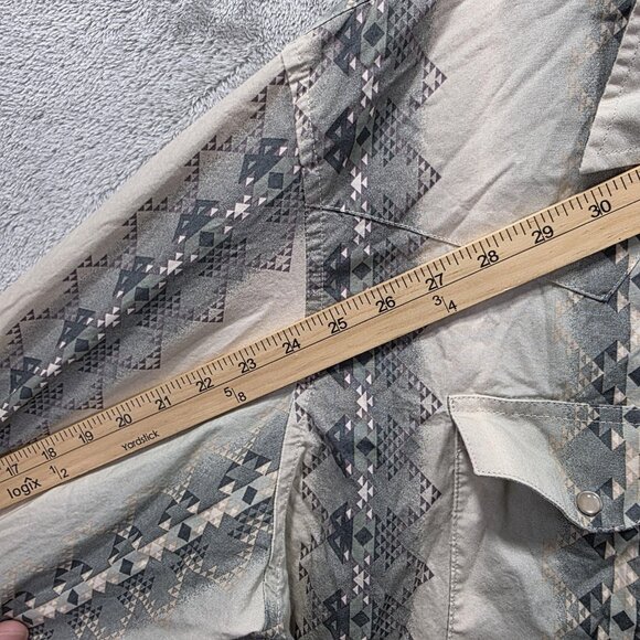 Wrangler Shirt Mens 2XL XXL Gray Blue Aztec Western Pearl Snap Long Sleeve - Picture 10 of 11